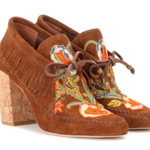 TORY BURCH Huntington Fringe Suede Booties 7.5
